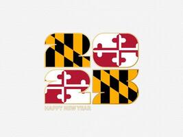 Abstract numbers 2025 with flag of Maryland. vector