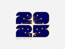 Abstract numbers 2025 with flag of Indiana. vector
