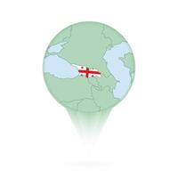 Georgia map, stylish location icon with Georgia map and flag. vector