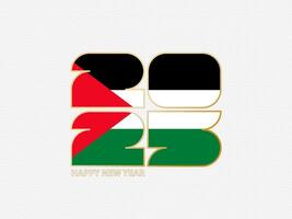 Abstract numbers 2025 with flag of Palestine. vector