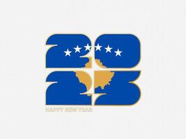 Abstract numbers 2025 with flag of Kosovo. vector