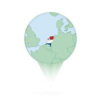Netherlands map, stylish location icon with Netherlands map and flag. vector