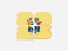 Abstract numbers 2025 with flag of New Jersey. vector