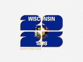 Abstract numbers 2025 with flag of Wisconsin. vector