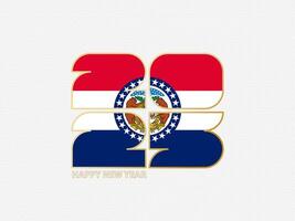 Abstract numbers 2025 with flag of Missouri. vector