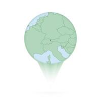 Liechtenstein map, stylish location icon with Liechtenstein map and flag. vector
