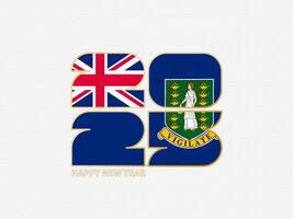 Abstract numbers 2025 with flag of British Virgin Islands. vector