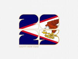 Abstract numbers 2025 with flag of American Samoa. vector