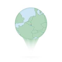Luxembourg map, stylish location icon with Luxembourg map and flag. vector