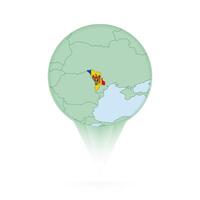 Moldova map, stylish location icon with Moldova map and flag. vector