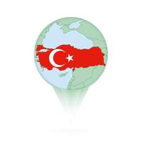 Turkey map, stylish location icon with Turkey map and flag. vector