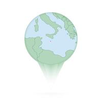 Malta map, stylish location icon with Malta map and flag. vector