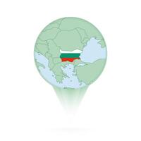 Bulgaria map, stylish location icon with Bulgaria map and flag. vector