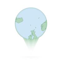 Faroe Islands map, stylish location icon with Faroe Islands map and flag. vector