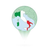 Italy map, stylish location icon with Italy map and flag. vector