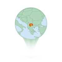 Macedonia map, stylish location icon with Macedonia map and flag. vector