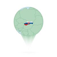 Slovakia map, stylish location icon with Slovakia map and flag. vector