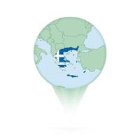 Greece map, stylish location icon with Greece map and flag. vector