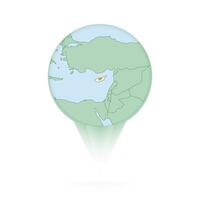 Cyprus map, stylish location icon with Cyprus map and flag. vector