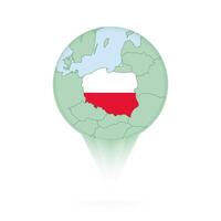 Poland map, stylish location icon with Poland map and flag. vector