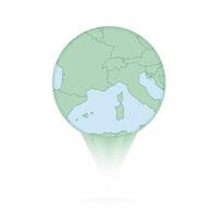 Monaco map, stylish location icon with Monaco map and flag. vector