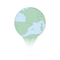 Andorra map, stylish location icon with Andorra map and flag. vector