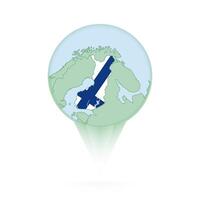 Finland map, stylish location icon with Finland map and flag. vector