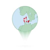 Denmark map, stylish location icon with Denmark map and flag. vector