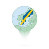 Sweden map, stylish location icon with Sweden map and flag. vector
