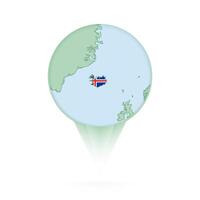 Iceland map, stylish location icon with Iceland map and flag. vector
