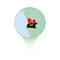 Angola map, stylish location icon with Angola map and flag. vector