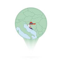 Croatia map, stylish location icon with Croatia map and flag. vector
