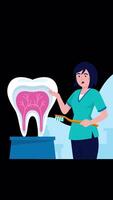 Dentist Talks About Protecting Your Teeth On Vertical On Alpha Channel 2D Cartoon Animation video