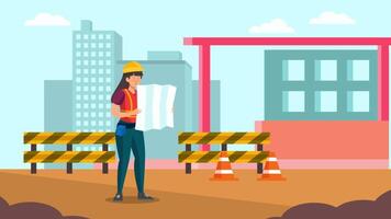 Engineers Working On Construction 2D Cartoon Animation video