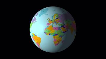 Earth Globus Map Rotating On Alpha Channel 2D Cartoon Animation video