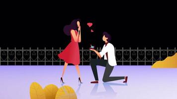 Man Proposing To The Woman Kneeling On Alpha Channel 2D Cartoon Animation video