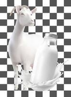 Realistic white Milk products Goat splash flowing yogurt cream isolated on background vector