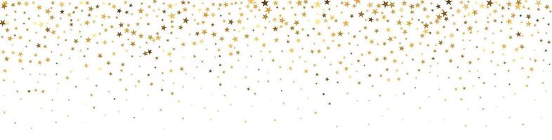 Golden star background with shimmering confetti and falling stardust featuring a magical yellow pattern for holidays isolated on white background. vector