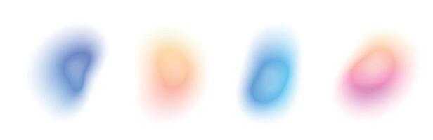 Abstract Y2K gradient shapes with blue blur tones and fluid color transitions isolated on white background. vector