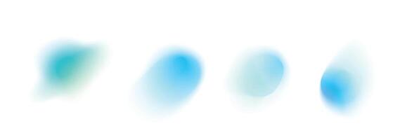 Y2K gradient shapes with blue blur colors featuring abstract fluid design isolated on white background. vector