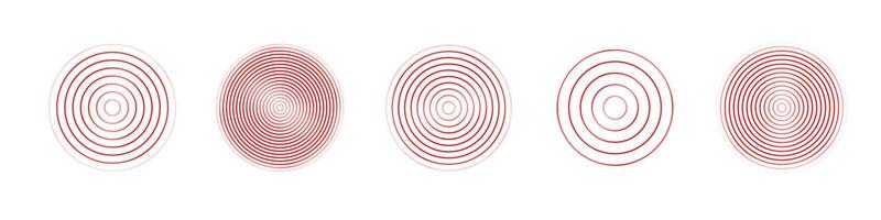 Abstract icon with red radial pain on white background for decoration design featuring stomach pain elements isolated on white background vector