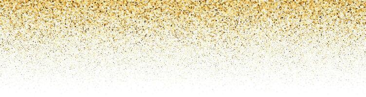 Golden glitter background with falling confetti and sparkle dust featuring a magical border pattern and festive frame isolated on white background vector