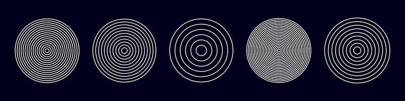 Abstract radial wave pattern with dynamic circular lines featuring a sound waveform design for music, audio, and technology isolated on white background vector