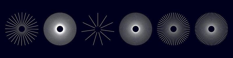 Abstract radial wave pattern with dynamic circular lines featuring sound waveform design for music, audio, and technology isolated on white background vector