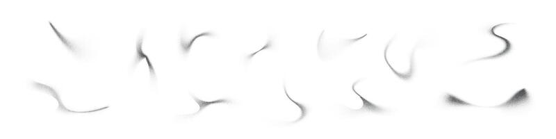 Abstract shapes dot pattern with gradient noise and grainy texture featuring black wave shapes and spray effects isolated on white background vector