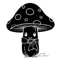 solid mushroom character hand drawing vector