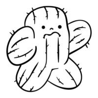 cactus character hand drawing vector