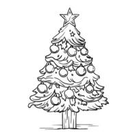 Christmas tree hand drawing vector