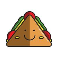 Sandwich character hand drawing vector
