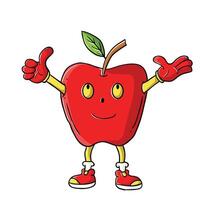 an apple character with arms and legs vector